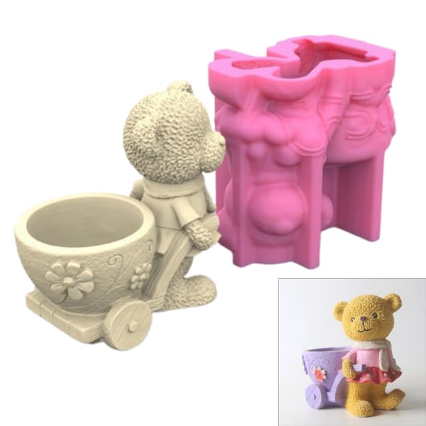 3D Bjørn Silikoneform til Blomsterpotter Forme Beton Cement Epoxy Resin Forme