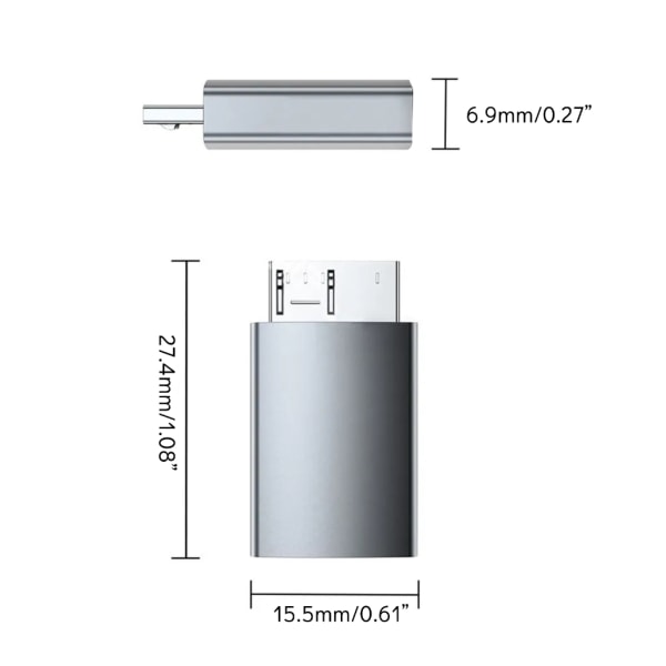USB C till Micro B Adapter Höghastighetsdataöverföring, aluminiumkonstruktion, Typ-c till USB3.0 Micro B Adapter Converter Silver