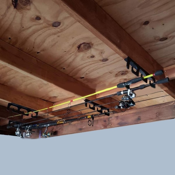 Set fiskespöhållare för garagehållare 6 spön Fiskspöhållare för vägg och tak, förvaring av fiskespö Black