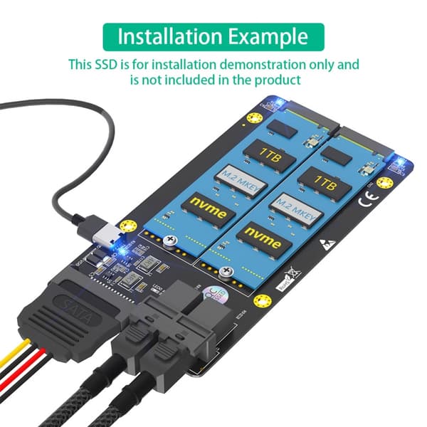 M.2-PCIe SSD -sovitin M.2 NVME SSD -sovitin Kaksi M.2 NVME-SFF-8643-sovitinta