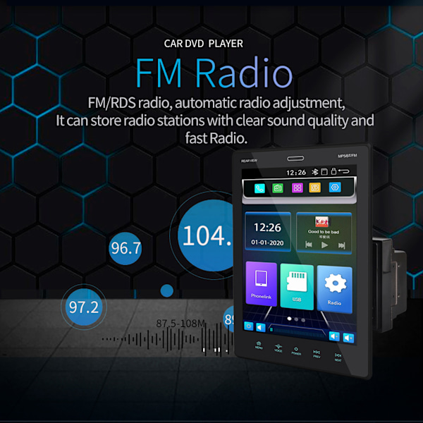 Pystynäyttöinen Bluetooth-yhteensopiva auton MP5-videosoitinradio FM-multimedia