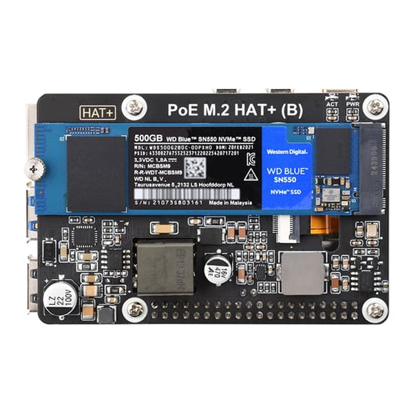 PCIe M.2 Adapter Power over Ethernet for utviklingskort, støtter NVMe SSD
