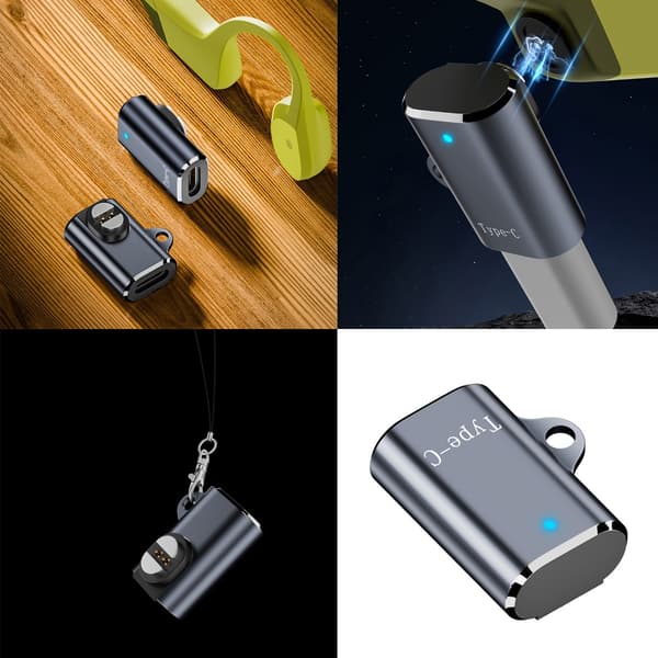 Benledning Hodetelefon USB C Ladeadapter LED-indikator Aluminium