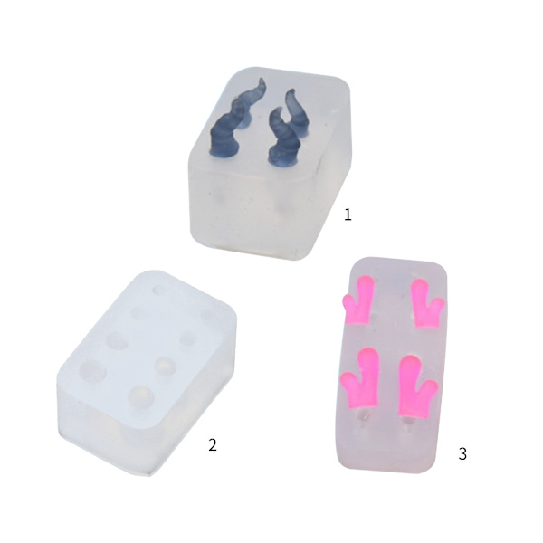 Miniatyr silikonform för djävul/boskap/fårhorn i epoxiharts med lera 2