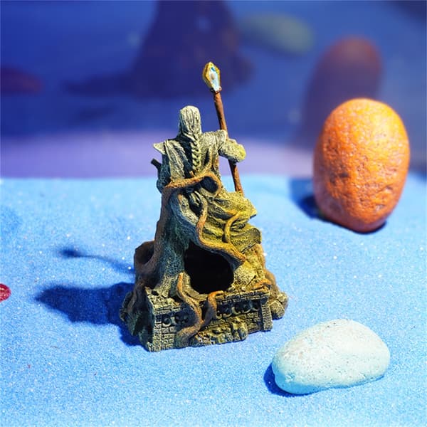 Realistisk trollmannstatue figur landskapsdekorasjon for akvarier og hage