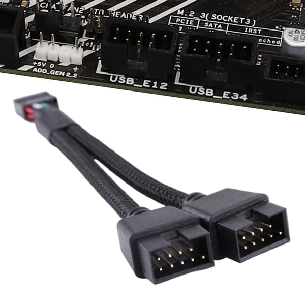 9Pin USB Header Hun 1 til 2 Han Forlængerkabel Kort Desktop 9-Pin USB HUB