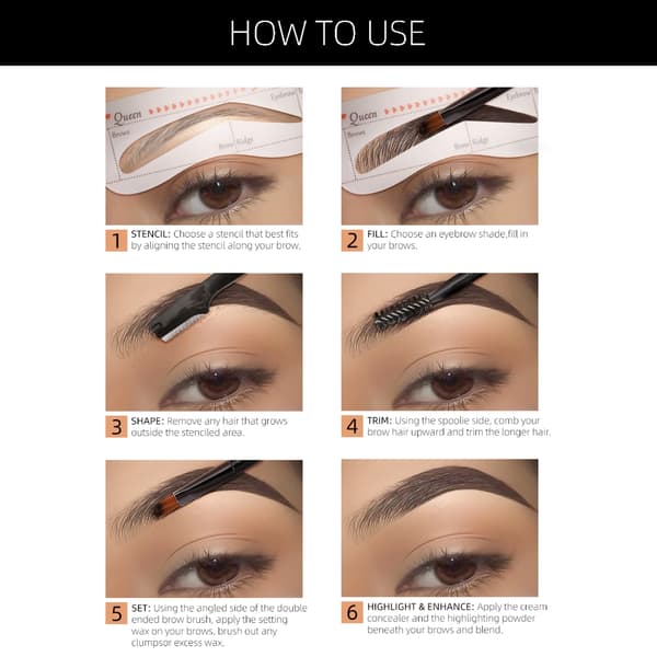 Øjenbrynssæt Bryn Makeup Sæt Langtidsholdbart Bryn Puder, Øjenbrynsskabeloner Bryn Sæt