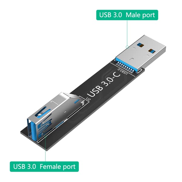 USB3.0 C -laajennuskortti C-tyypin uros-naarasliitinsovitin USB3.0-C