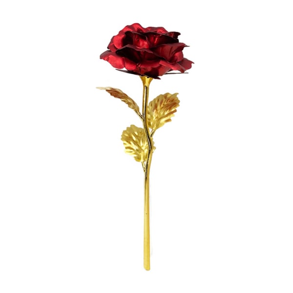 Guldpläterad Rose Flower 24 K guldfolie konstgjorda falska blommor bukett Red