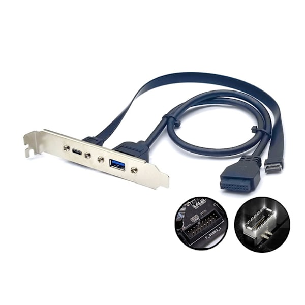USB3.2 Frontpanel Header Typ E till USB C Hona Förlängningskabel Hög Hastighet