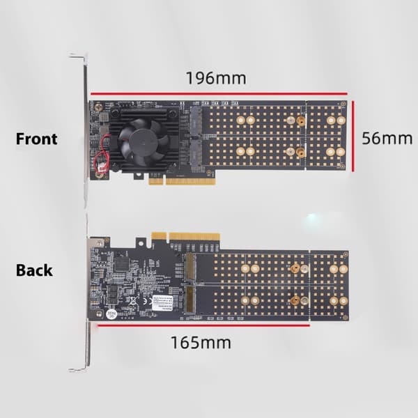 Metall PCIe3.0 Expansionskort 48 Lane Splitters Stöder Fyra M.2 SSDs 22110 Storlek