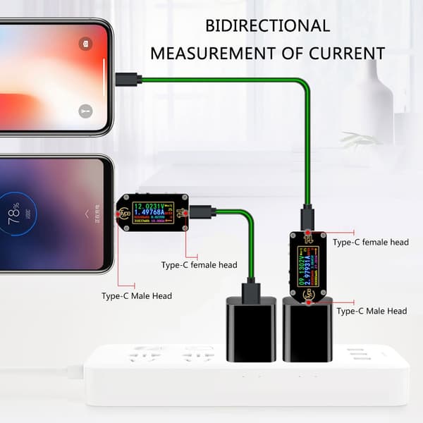 USB C Tester 3.5-24V 4A Spændingstester Multimeter LCD Display Amperemeter Værktøj
