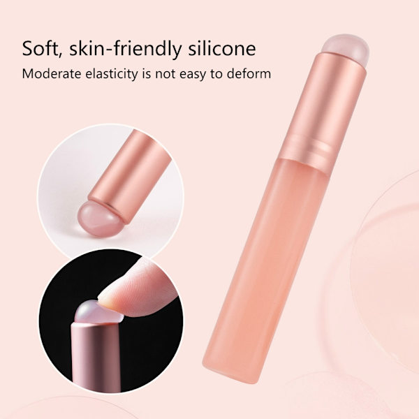 Læbestiftbørste med låg Silikone læbebørste til læbefarvning, læbemakeupbørste Pink