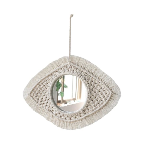 Boho Vægtæppe Øje Blomst Macrame Spejl Håndlavet Bomuldstråd Håndværk