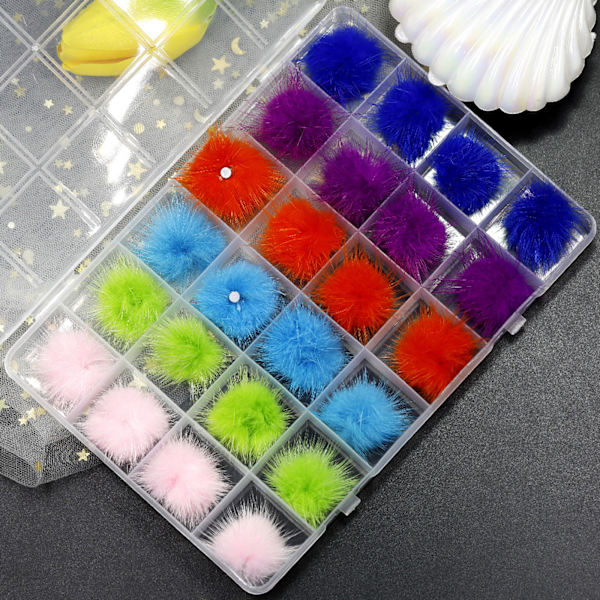 Irrotettava Kynsilakka Pörröinen Pom Pom Pallo Irrotettava 3D Kynsi Pehmo Tekoturkis Pallo Magneettisella Pohjalla Pompon Pallo Kynsimuotoiluun