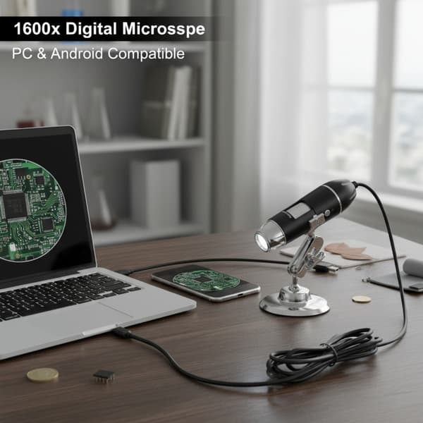 Profesjonelt 1600X digitalt mikroskop for datamaskin, telefon, vitenskapelig observasjon