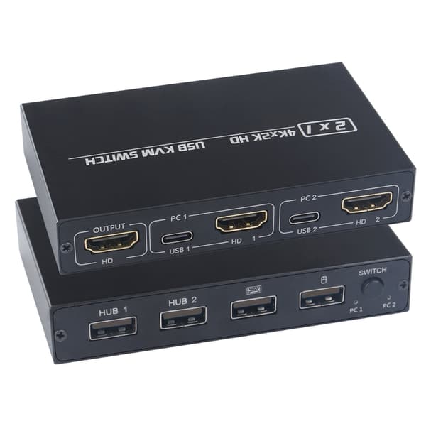 Stabil Transmission HDTV KVM Switch USB-hub til printer med ESD-beskyttelse