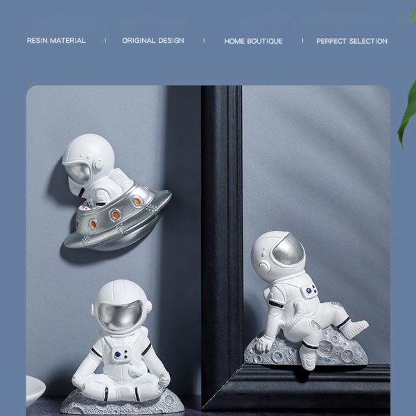 3D Söt Rolig Astronaut Ljusbrytare Vägg Kylsklistermärken Dekaldekor för barn Sovrum Vardagsrum Badrum Hemvägg DIY Silver Meditate