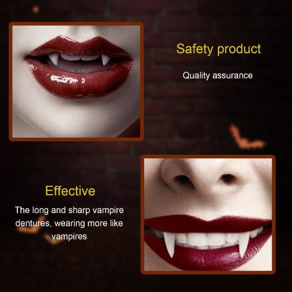 1 Box för vampyrer falska tänder för Halloween-fest Vit skräck löständer rekvisita Maskerad Cosplay Makeup Roliga proteser