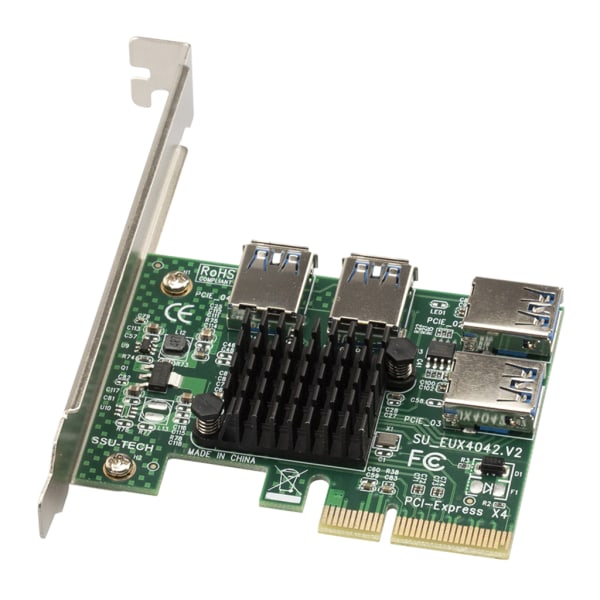 PCI-E till PCI-E Adapter 1 till 4 PCI-Express Slot 1X till 16X USB 3.0 Multiplier Riser Card Converter för stationär dator