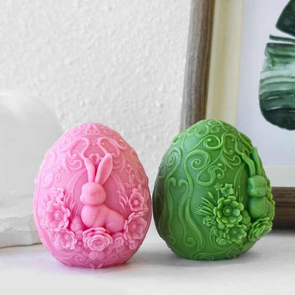 Robust Kanin Egg Silikonform For DIY Påske Duftlys Og Gaver