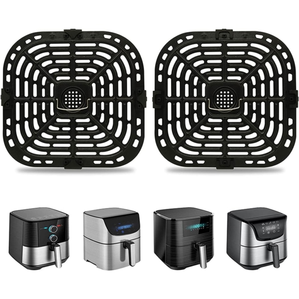 2-pack Food Safty Air Fryer Plattbyte Grill Pan Air Fryer bricka Metallmaterial för Instant Vortex 6QT Air Fryers