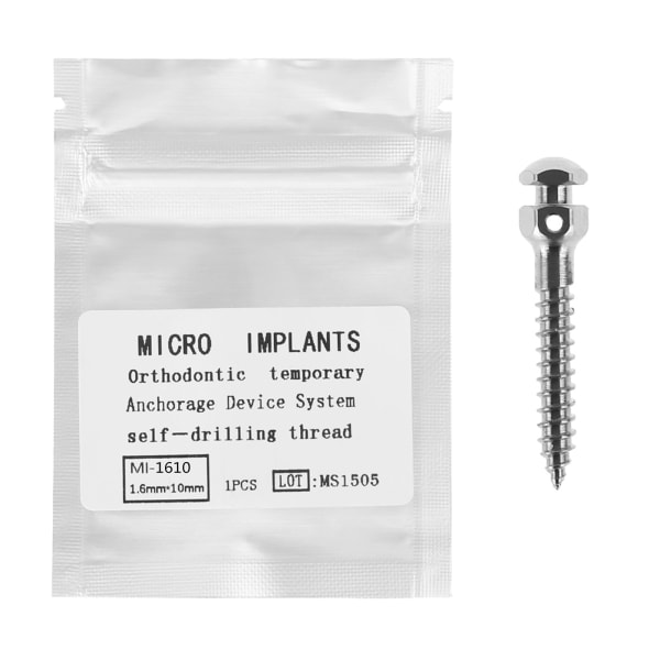 Dentala mikroimplantat Skruv självborrande tråd Ortodontisk förankring 1.6mm*8mm
