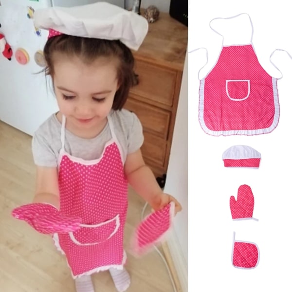 Matlagningsförkläde för barn Kockmössa Handske set för toddler Låtsas för lek Halloween-fest Roll för lek