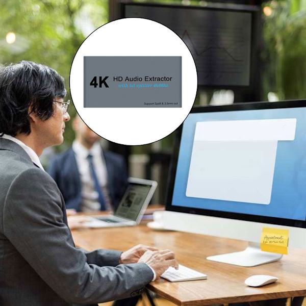 4K Splitter One In Two Out AUX Extractor In 3,5 mm Stereo Converter Adapter för Full HsD TV Monitorer Projektorer Satellit UK