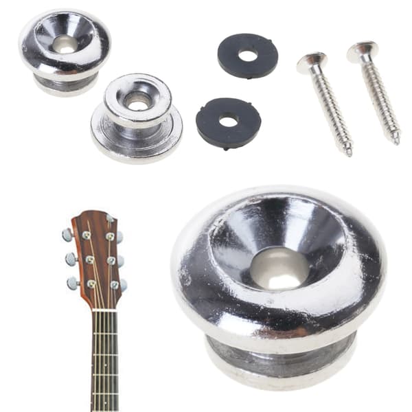 2 Krom Remlås Knappbrickor Skruvar Ersättningsdel För Mandolin Gitarr