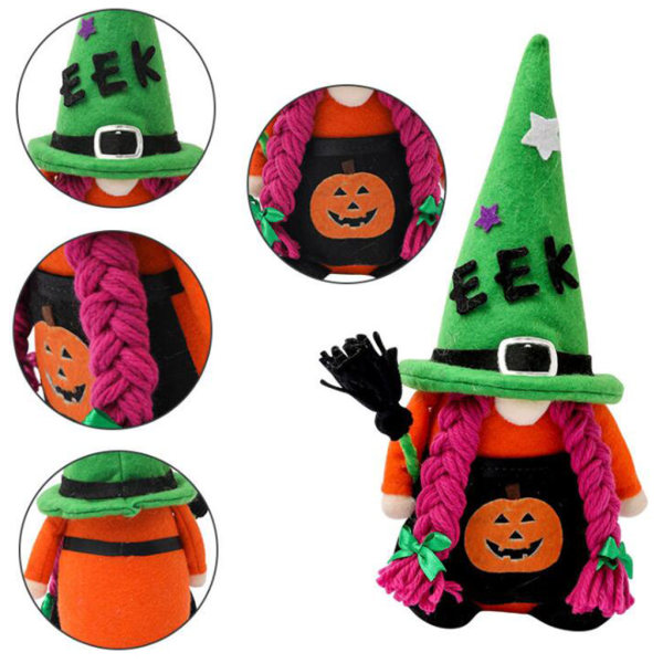 Halloween Gnome Handgjord Pumpa Broom Swedish Tomte Skandinaviska Gnomes Autumn