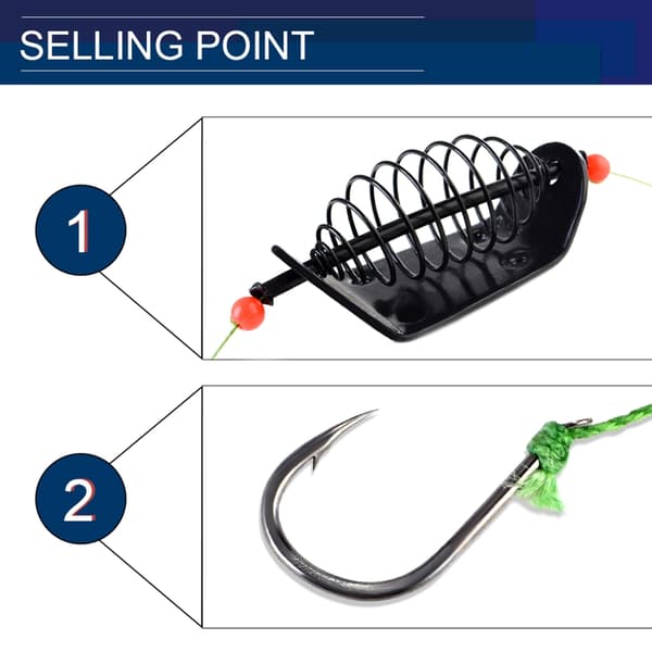 20-100g Fiskemaddingbur Ståltråd 3 Line Krog Fiskefoder med Holder 90g