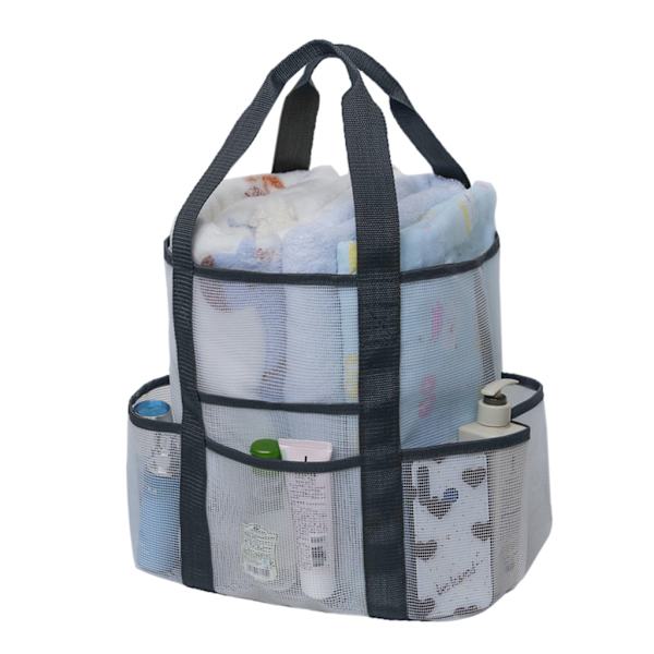 Flera andningsbara fickor Mesh förvaringsväska Stor kapacitet mesh Beach Picknick Reseväska Tote förvaringsväska Handväska Green