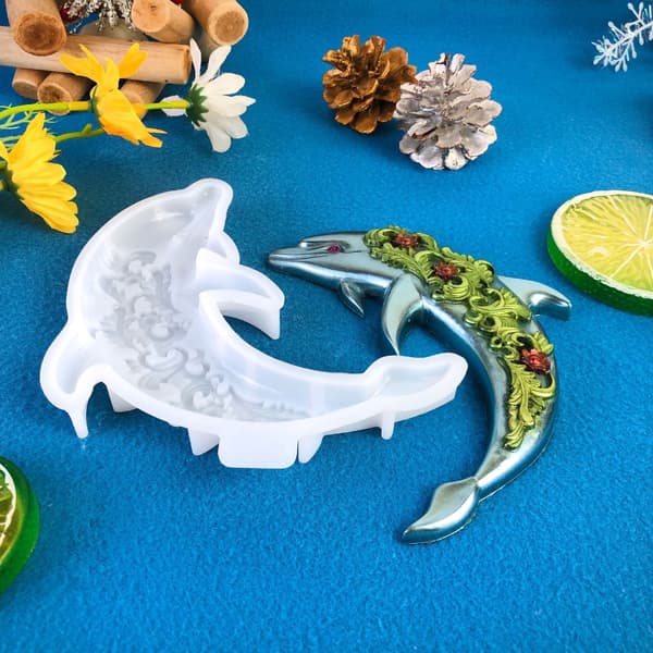 3D Delfin Veggdekorasjon Silikonformer DIY Stue Skrivebordsdekorasjon