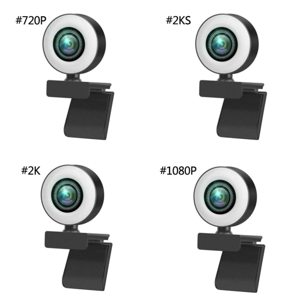 1080P/2K/720P webbkamera USB Free Drive Autofokus datorkamera med 3 växlars fyllningslampa för bärbar dator stationär 360° rotation Beauty 2K plus stand