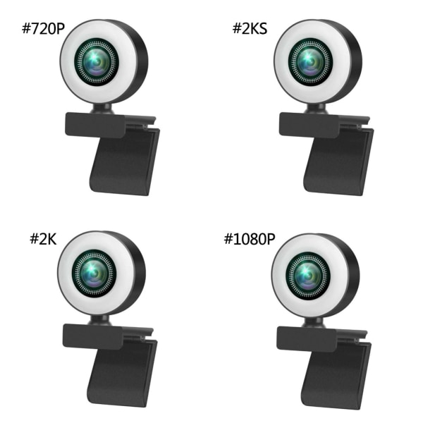 1080P/2K/720P webbkamera USB Free Drive Autofokus datorkamera med 3 växlars fyllningslampa för bärbar dator stationär 360° rotation Beauty 720P