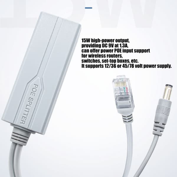 Højtydende 48V til 12V POE Splitter Vandtæt Hus RJ45 Interfaces