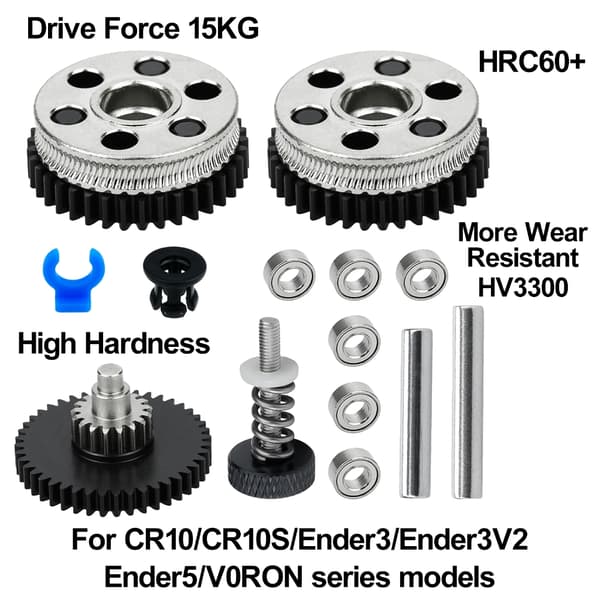 3D Printer Tilbehør Ekstruder Drivgear Kit Dobbelt Gear Stålgear