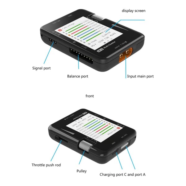 MC8 Mini Size Cell Checker 32-bitars batterimätare Multifunktionssignalmätenhet med USB C snabbladdning
