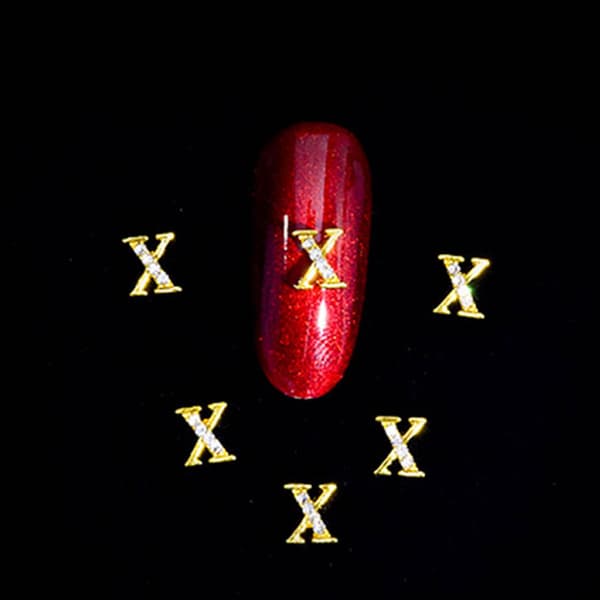 Engelske bokstaver Rhinestones Charm Legering DIY Smykker Manikyr Design Tilbehør