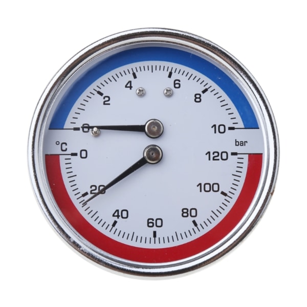 Kompakt termomanometer Panntemperatur Tryckmätare Mearsuring 0-10 Bar 0-120 ℃ Lämplig för golvvärmesystem