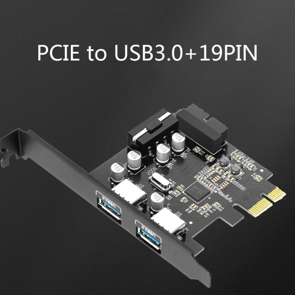 PCI-E till 2-portar USB 3.0 expansionskort PCI för Express Desktop External Controller Adapterkort med 19-stifts power
