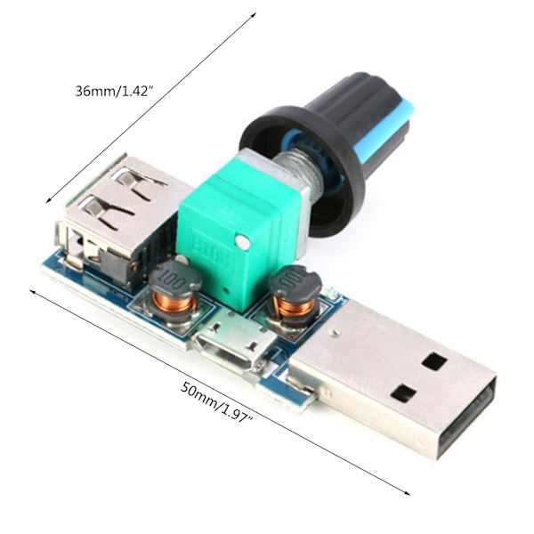USB fläkthastighetskontroll Justera vindvolymen med steglös regulatorhastighetsregulator Steglös regulatormodul 5W 4-12V