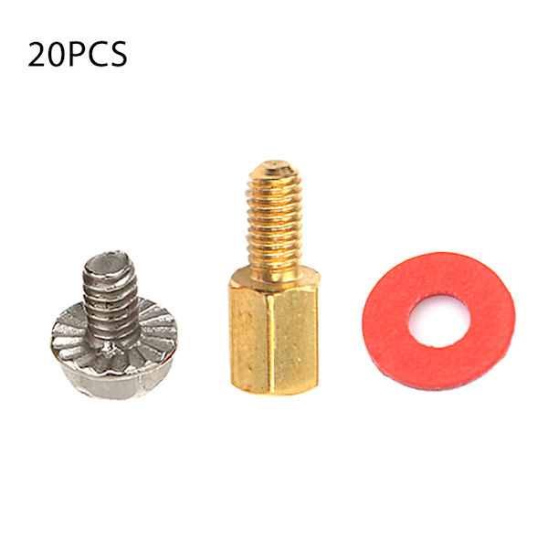 Högkvalitativ PC i kolstål för case 6,5 mm 6-32-M3 moderkortsförhöjare+20 st skruvar + 20 st brickor Packning mässingsstativ Silver screw