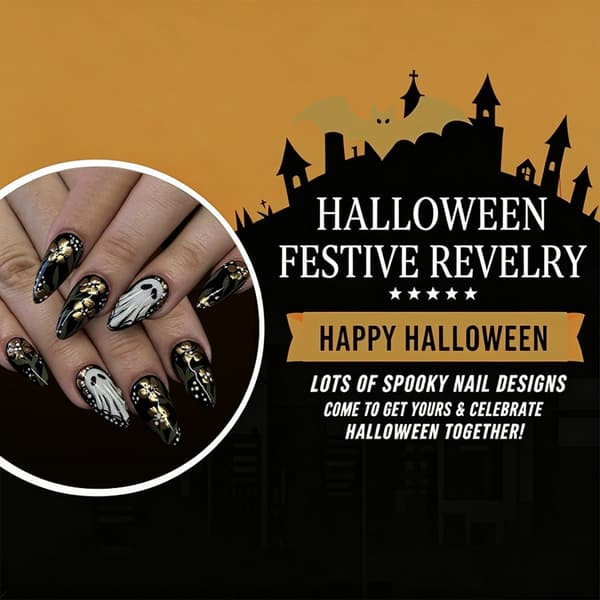 Halloween Mandelformede Press-On Manicure Neglesæt til Ferielooks