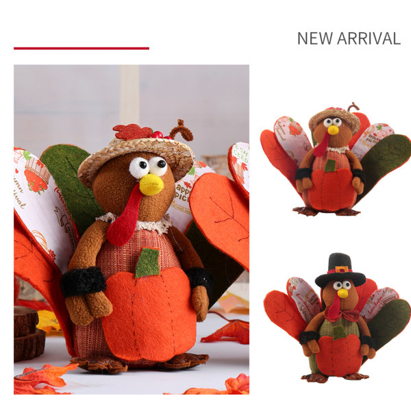 Pumpa Turkiet Styling Thanksgiving för Doll Ornament Harvest Festival Dwarf för null - Male