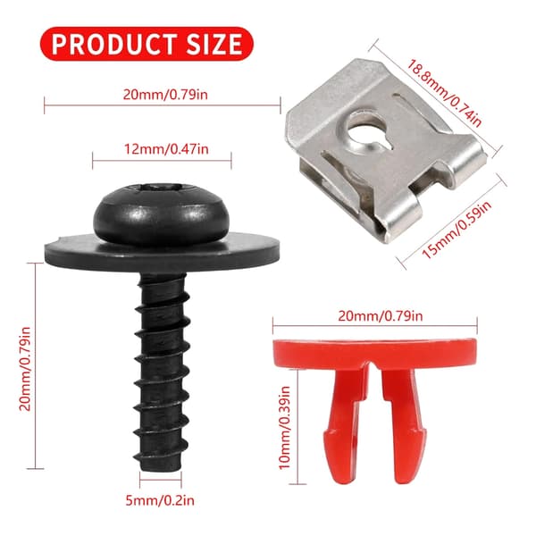 Förpackning med 30 Motorbottenplatta Skydd Bult Mutter Clip Set Uppgraderingar för Bilar