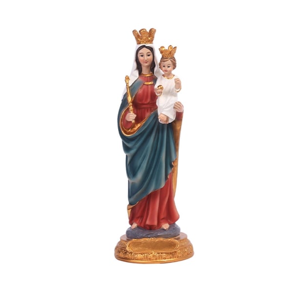 Välsignade Maria Håller Heligt Barn Staty Dekorationer Katolsk Religiös Födelse Inredningsdekorationer Harts Jesus Född