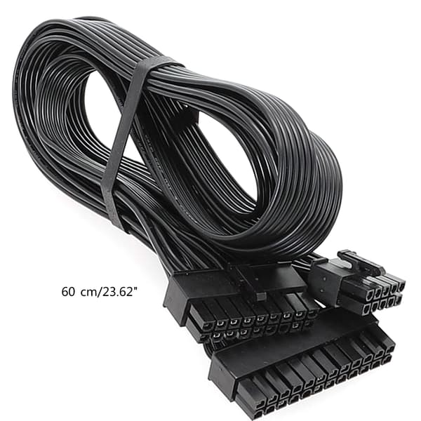 Holdbart 60 cm sort fladt kabel til EVGA G+ G2 G3 P2 T2 GS-serien modulær strømforsyning
