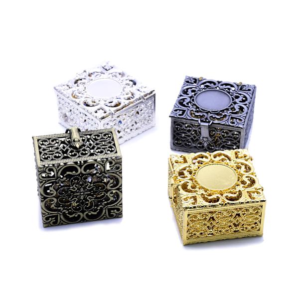 Rosenkrans Pärlor Box med lock Försegling Organizer Behållare Religiösa halsband för hemkyrkan Meditation Hängande Charm Gold